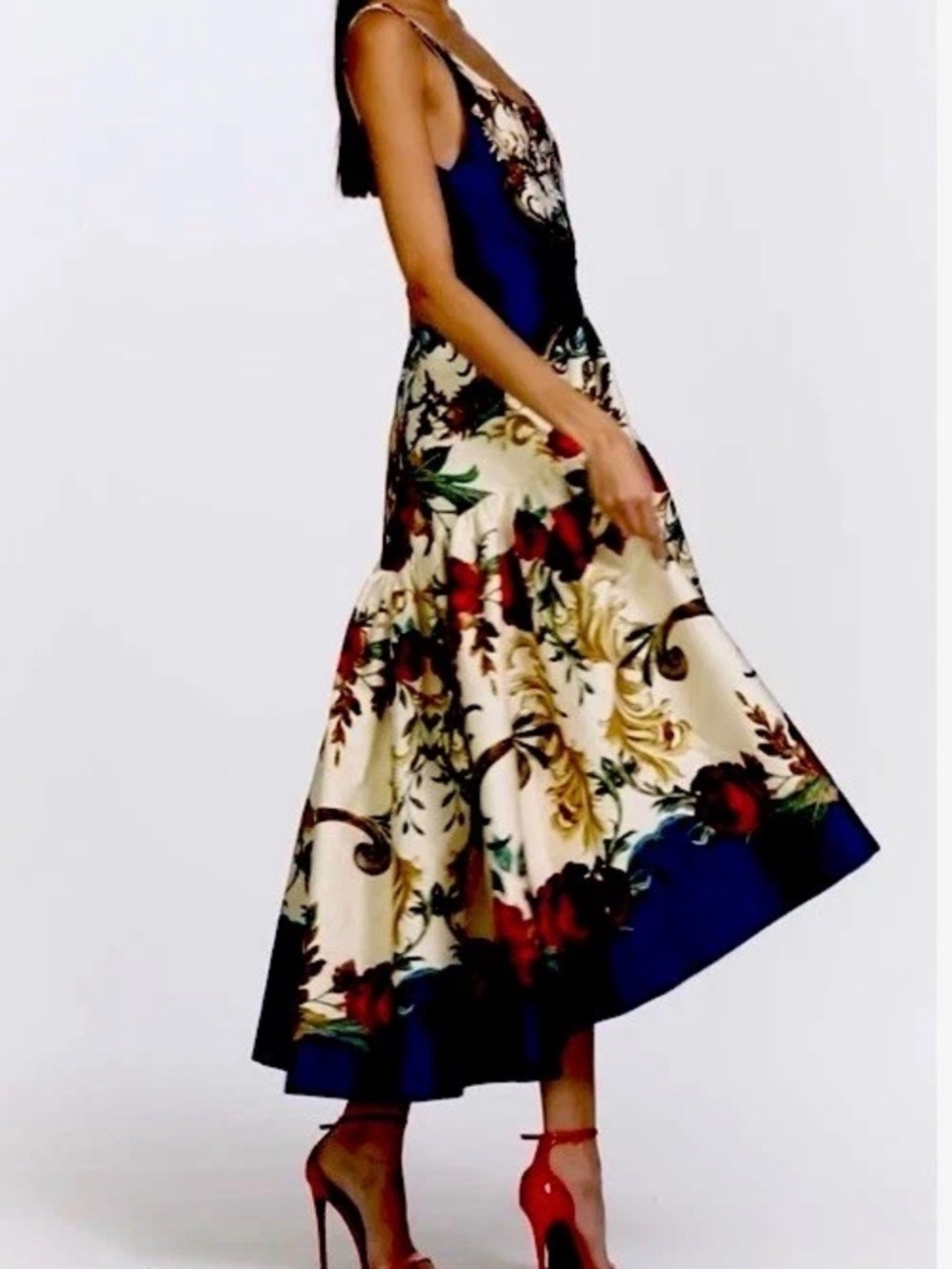 ALICE + OLIVIA DIANA STRUCTURED MIDI DRESS In GILDED ROSE US 6 NWT